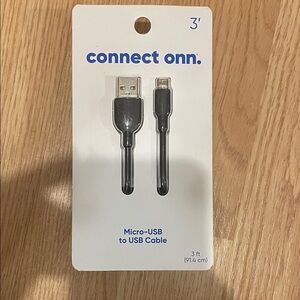 On Running Black Micro-USB to USB Cable 3ft